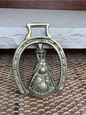 Vintage English Brass Horse Bridle Harness Parade Medallion Jenny Jones